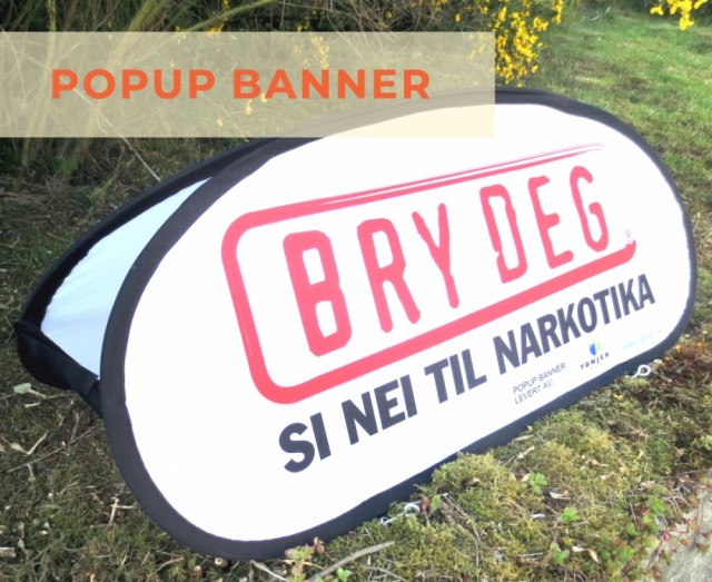 Popup banner fra Vestflagg kan brukes inne og ute.